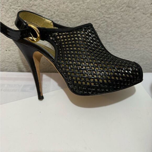 Giuseppe Zanotti  Slingback Pumps  shoe black heels open toe perforated - Picture 4 of 10